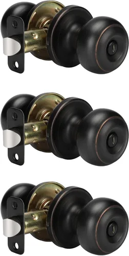 Miniatura 46 de Goldenwarm - Perillas interiores de puerta de bronce aceitado, perillas para puerta de dormitorio, pomo de puerta de bronce con privacidad, perilla