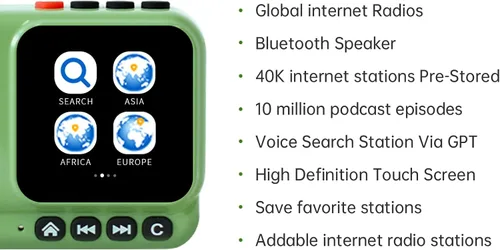 Miniatura 3 de Choyong Voyager - Altavoz Bluetooth inalámbrico por Internet con WIFI/4G, estación de radio mundial, BT5.3, electrónica para el hogar, viajes