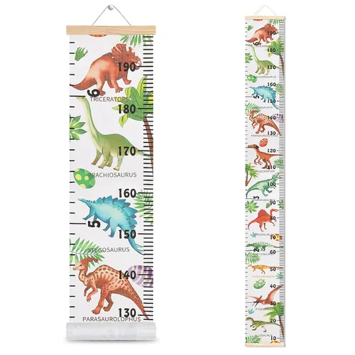 Miniatura 11 de HIFOT Tabla de crecimiento para niños, tabla de medición de altura, reglas de lona de animales de la selva para colgar en la pared para decoración