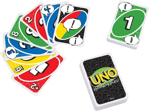 Miniatura 3 de Mattel Games UNO House Rules - Juego de cartas para niños, adultos, familias, noche de juegos y fiestas, los jugadores pueden inventar reglas
