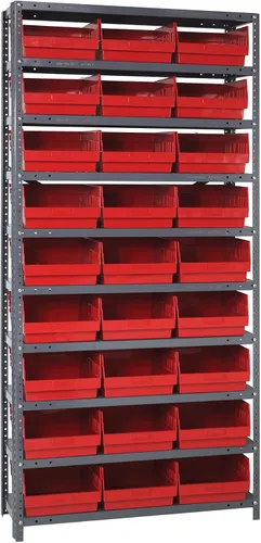 Miniatura 179 de Quantum QSBU-245BK Heavy Duty Shelving Unit with (7) Shelves and (24) QUS245 Black Bins for Garage Warehouse Storage Distribution 400 lb Load