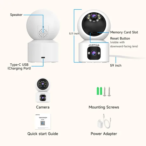 Miniatura 8 de JAIOTlink Cámara de seguridad para interiores, cámaras de doble lente de 2 MP para seguridad en el hogar con zoom de 10 ×, monitor de mascota de 2.4