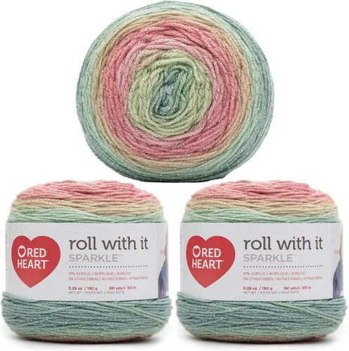 Miniatura 42 de Red Heart Roll with It Sparkle - Hilo de amatista – Paquete de 3 unidades de 5.29 oz/5.3 onzas, mezcla acrílica, 4 medianos (peinado), 561 yardas