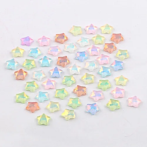 Miniatura 7 de 50 dijes de uñas Kawaii de estrella moca de 0.236 pulgadas para uñas, mini estrellas 3D, diamantes de imitación de uñas con parte trasera plana