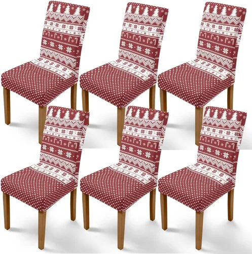 Miniatura 40 de Rnyleeg Fundas de silla de Navidad para sala de estar, diseño de muñeco de nieve azul, estampado de pájaros, fundas para sillas de comedor, 1