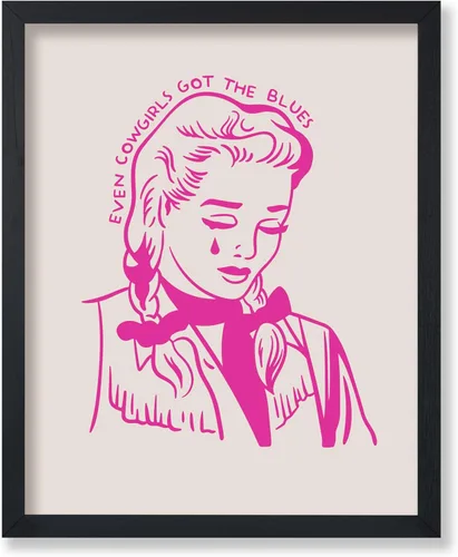 Miniatura 49 de Poster Master Póster retro de vaquera rosa con texto en inglés "Raise Hell", diseño de pared occidental, regalo para hombres y mujeres, decoración