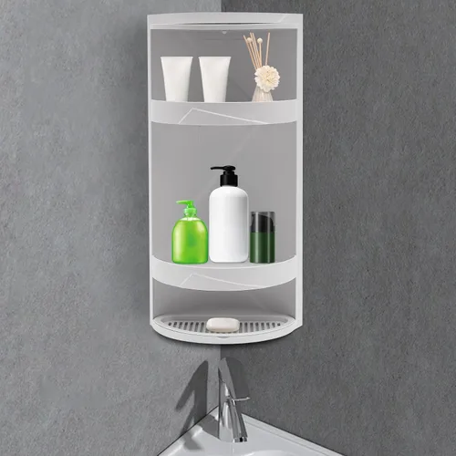 Miniatura 4 de Estantes de almacenamiento de mesa, estante organizador de escritorio de 3 niveles con puertas giratorias de 360°, estantes esquineros