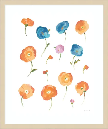 Miniatura 12 de Amanti Art Framed Wall Art Print 24x20 Retro Flowers II by Danhui Nai, Flowers Wall Art, Modern Contemporary Decor, Small Poster Painting Artwork
