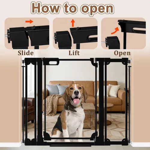 Miniatura 5 de WAOWAO Puerta de bebé de acrílico transparente de 40 pulgadas extra alta para escaleras, diseño moderno, puerta de acrílico con cierre automático
