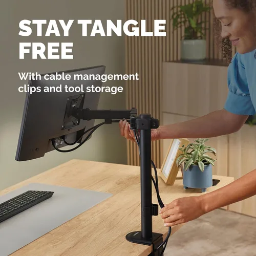Miniatura 7 de Fellowes Brazo de monitor único ajustable para todos los días: soporta pantallas de hasta 32" con un peso de 19.84 libras, inclinación, giro, giro