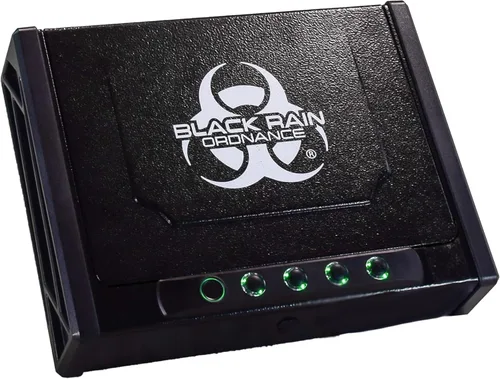 Black Rain Ordnance Caja fuerte para armas de mano, con huella digital biométrica o bloqueo de teclado, caja de seguridad de acero endurecido para
