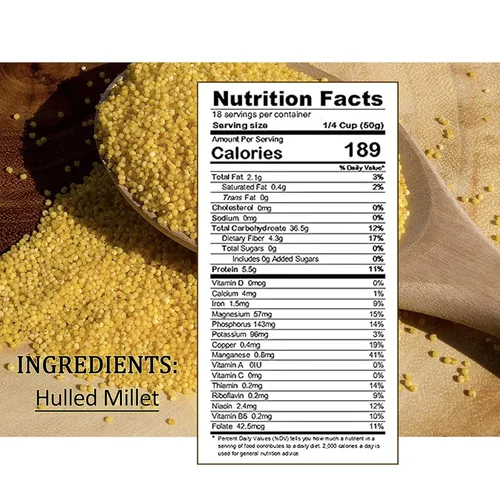 Miniatura 2 de Zestful Foods Mijo descascarado, grano de mijo, semillas de mijo, harina de mijo sin gluten, grano entero, orgánico, 2 libras