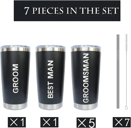 Miniatura 2 de PartyGifts&beyond Regalos de padrinos de boda, 7 paquetes de vasos de regalo para despedida de soltero, vasos de acero inoxidable de 20 onzas