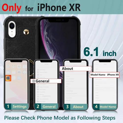 Miniatura 2 de Funda tipo cartera compatible con iPhone XR/10R con tarjetero de crédito, funda protectora de cuero a prueba de golpes compatible con anillo