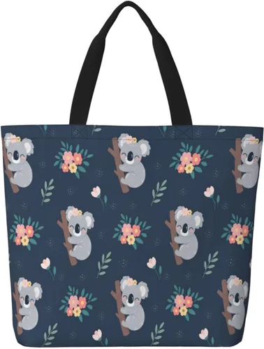 Miniatura 21 de Famame Canvas Tote Bag Large Women Casual Shoulder Bag Handbag Reusable Multipurpose Shopping Grocery Bag