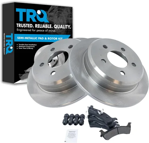 Miniatura 112 de TRQ Juego de pastillas de freno semimetálicas traseras y rotores compatibles con Chevrolet Trailblazer 02-06 Trailblazer EXT 04-06 SSR 02-07 GMC