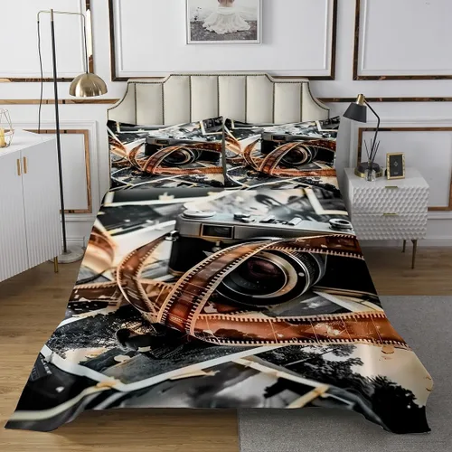Miniatura 22 de Homewish Theater Cinema Poster Quilt Sets Twin Size,Retro Movie Bedspread Coverlet 2Pcs for Kids Girls Boys Room Decor,Popcorn Quilts Set Movie