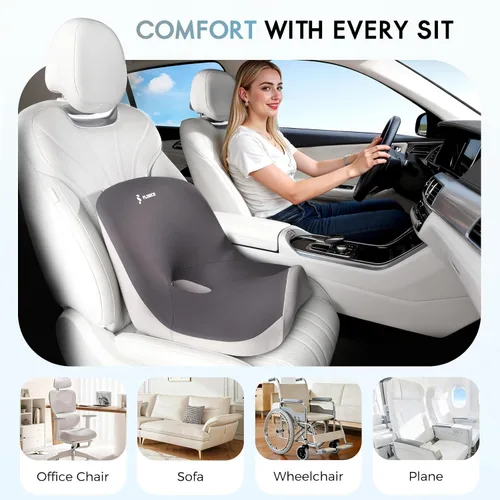 Miniatura 3 de Cojín de asiento de automóvil y almohada de apoyo lumbar, cojín de asiento de espuma viscoelástica más grande, cojín ergonómico en forma de L