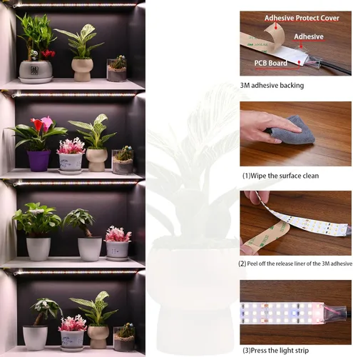 Miniatura 3 de Luz LED de cultivo de plantas de 6.6 pies, 840 LEDs de espectro completo lámpara de cultivo con alto PPFD, tira de luz de cultivo de plantas