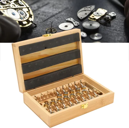 Miniatura 6 de Bobinadora de resorte principal, kit profesional de herramientas de cuerda de cobre de alta precisión con caja de almacenamiento de madera