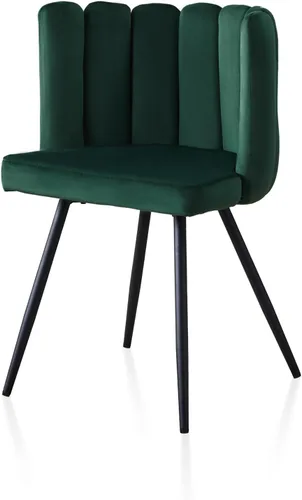Miniatura 10 de TUKAILAi Cute Petal - Silla de comedor moderna de terciopelo con respaldo en forma de concha, asiento acolchado grueso y patas de metal negro, silla