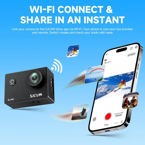 Miniatura 6 de SJCAM SJ4000 Pro-Grade 4K Cámara de Acción, Cámara Deportiva de Motocicleta Estabilización EIS de 3 Ejes 40MP, Cámara Impermeabilizada Subacuática