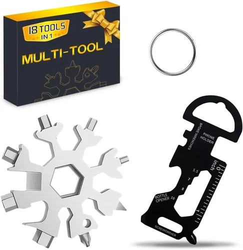 Miniatura 9 de Regalos de Navidad multiherramienta 18 en 1 con copos de nieve para hombres, paquete de 2 herramientas múltiples para papá de parte de hija hijo