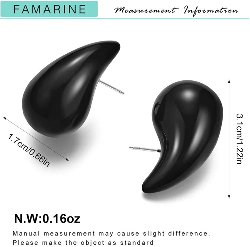 Miniatura 6 de FAMARINE Aretes de oro con forma de gota de agua para mujer, aretes grandes de oro con forma de lágrima