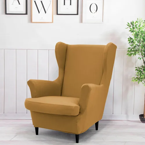 Miniatura 19 de Morbuy Funda para silla Wingback, 2 piezas, lavable, elástica, con respaldo de ala, fundas para silla con brazos para sala de estar, dormitorio