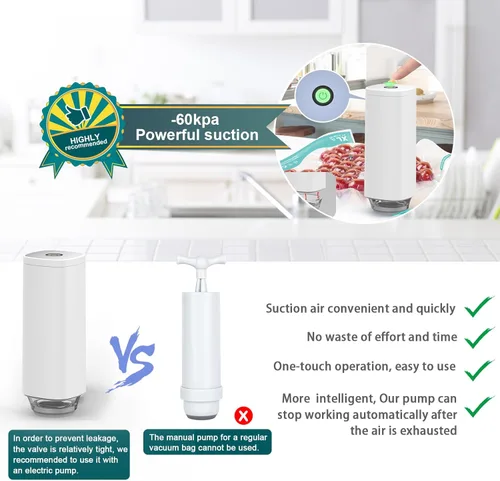 Miniatura 4 de Máquina Selladora al Vacío de Mano CABIBOX, Bomba de Vacío Automática para Alimentos, Selladora al Vacío Portátil Sous Vide para Almacenamiento