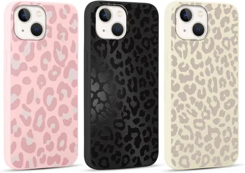 Paquete de 3 Fundas Bonitas con Estampado de Guepardo para iPhone 13/14 de 6.1" Funda de Teléfono, Fundas de Diseño Estético de Leopardo Silicona