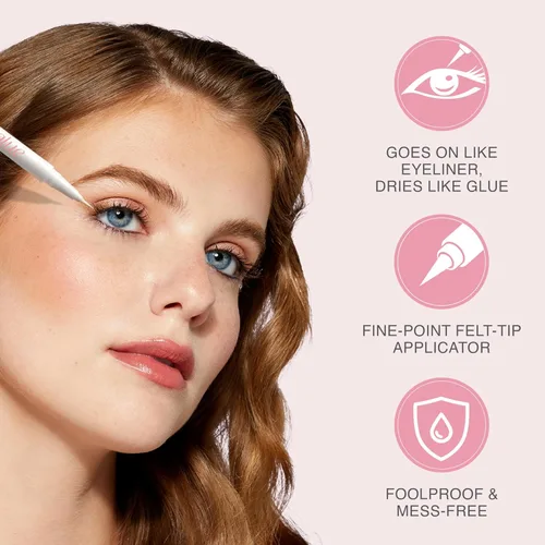 Miniatura 7 de KISS Lash Glueliner, pegamento adhesivo para pestañas y delineador de ojos, 2 en 1 con punta de fieltro, incluye 1 lápiz adhesivo, uso de larga