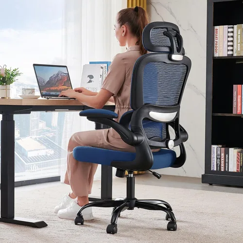 Miniatura 11 de TRALT Silla de oficina ergonómica, silla de escritorio de malla para el hogar de 330 libras, sillas de escritorio de oficina con ruedas, cómodas