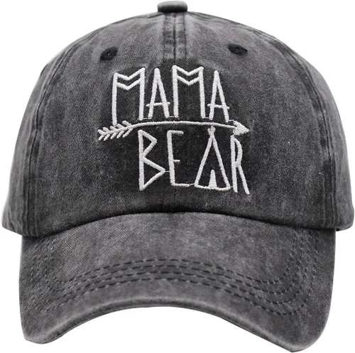 Miniatura 2 de MANMESH HATT Mama Bear Ponytail Hat Vintage Washed Distressed Baseball Dad Cap for Women