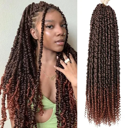 Miniatura 66 de Pelo de Passion Twist – 8 paquetes de 18 pulgadas Passion Twist Crochet para mujeres, cabello rizado pretrenzado Passion Twists extensiones de #2