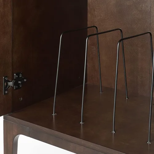 Miniatura 11 de Crosley Furniture Asher - Soporte para tocadiscos con almacenamiento para discos de vinilo, color marrón oscuro