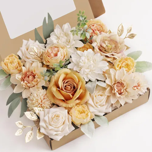 Miniatura 9 de MISSPIN Juego de flores artificiales para bricolaje, ramo de rosas falsas, flores para novia, boda, centro de mesa, decoración de mesa, bohemio