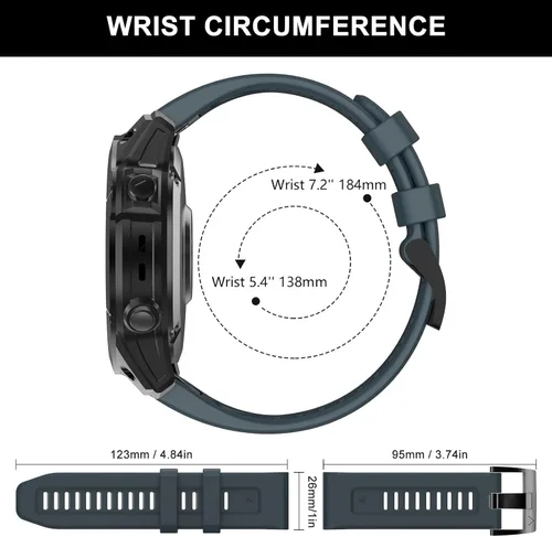 Miniatura 6 de OVERSTEP Compatible con Fenix 7X Band, correa de reloj de silicona suave de 1.024 in de ancho para Garmin Fenix 5X/Fenix 5X Plus/Fenix 6X/Fenix 6X