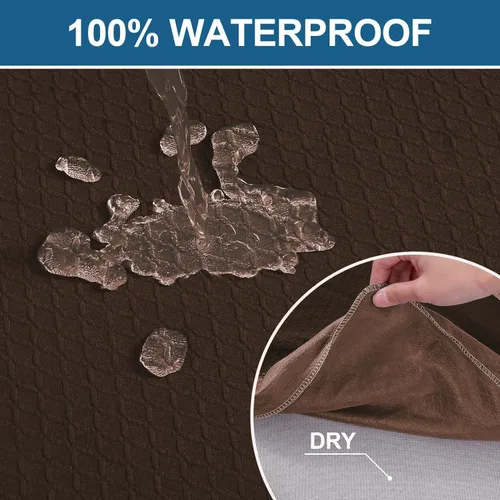 Miniatura 3 de smiry Fundas de asiento impermeables para sillas de comedor, juego de 4, fundas elásticas de jacquard extraíbles y lavables, sin fundas traseras
