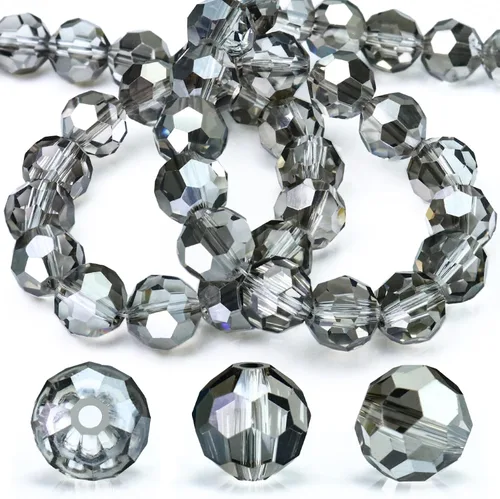 Miniatura 27 de Dowarm 100 cuentas redondas de cristal de 0.315 pulgadas para la fabricación de joyas, cuentas de cristal Rondelle facetadas para manualidades
