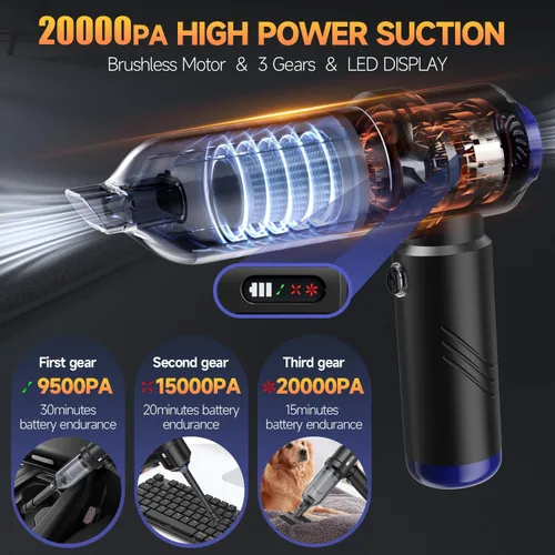 Miniatura 2 de Aspiradora de Coche Portátil Inalámbrica de Alta Potencia Pequeña Aspiradora de Mano 4-en-1 Soplador de Aire Comprimido y Soplador de Aire y Bomba