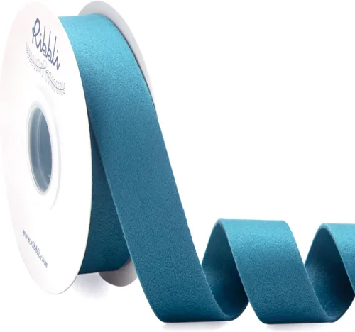 Miniatura 22 de Ribbli - Cinta de terciopelo azul grisáceo claro de doble cara, 1/2 pulgada, carrete de 10 yardas, azul grisáceo claro. Uso para adornos de árbol