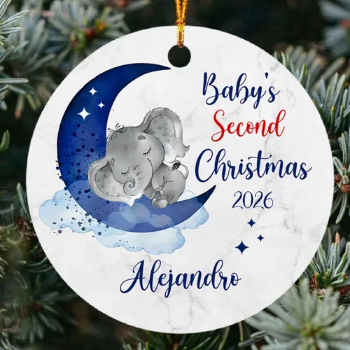 Miniatura 23 de Dino - Adorno de segunda Navidad para bebé, dinosaurio personalizado para niño/niña, regalo para nuevos padres, cumpleaños personalizado y nombre