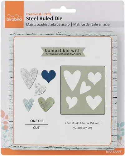Bira Craft - Troquel de regla de acero de 5.5 x 6 pulgadas, diseños surtidos (corazón)