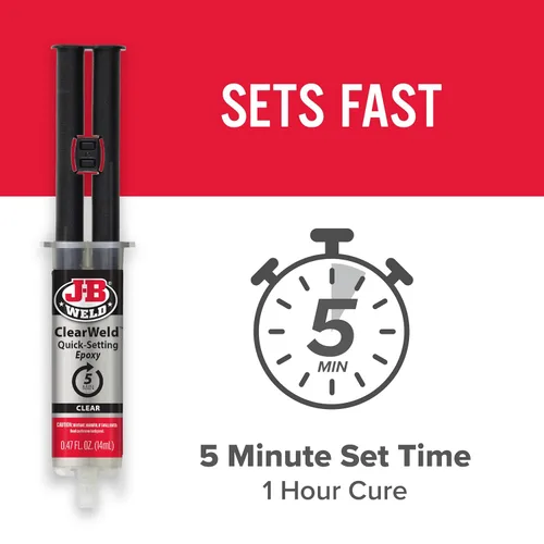Miniatura 4 de J-B Weld ClearWeld - Epoxi de 5 minutos, transparente, 0.5 fl oz con mezclador estático, (50114H)