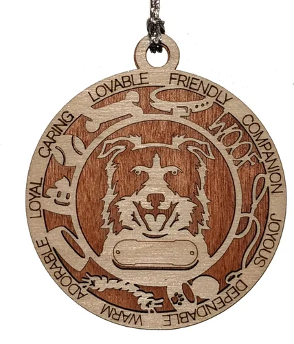 Miniatura 42 de Adorno de Navidad personalizado de madera para perro de 3 pulgadas, nombre y texto personalizables, hecho a mano en Estados Unidos, diseño de corte