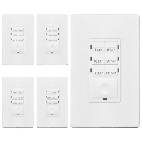 Miniatura 14 de ENERLITES Interruptor temporizador de cuenta regresiva de 1 hora, 1-5-10-20-30-60 minutos, para ventiladores de baño, calentadores, luces, indicador