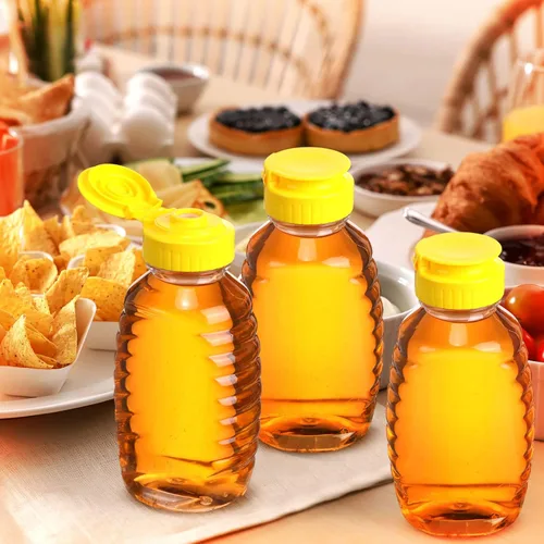 Miniatura 5 de Didaey 48 frascos de miel de 16 onzas con tapas, botellas de miel exprimibles a granel, recipiente de plástico transparente para miel, dispensador