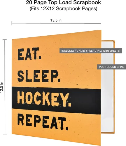 Miniatura 4 de MCS Álbum de recortes deportivo expandible de 10 páginas con páginas de 12 x 12 pulgadas, 13.5 x 12.5 pulgadas, hockey