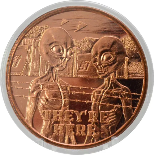 Miniatura 6 de We'll Be Back Aliens Moneda redonda coleccionable de cobre .999 de 1 onza en cápsula - COA by Heavenly Metals Volveremos